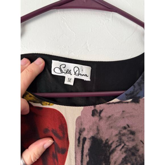 Silk Diva Y2k Vintage Size Medium Silk Abstract Artsy Tunic Top - Picture 5 of 7